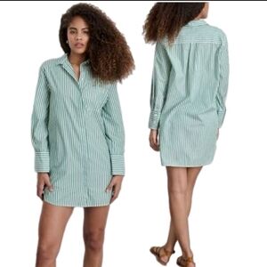 Alex Mill Belle Shirt Dress in Striped Cotton Poplin - Large